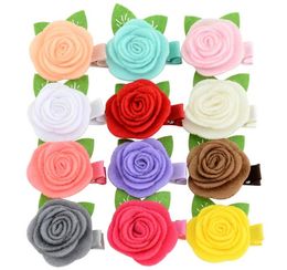 Baby Girls Hairpins Children Hairclip cute Rose Flower With leaf Barrettes for Kids hair bows clips hairclips hair accessories 7658905498