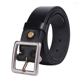 Belts Pure Cowhide 3.8cm Wide Stainless Steel Pin Buckle Belt For Men Genuine Leather Young Trendy Versatile Casual Jeans