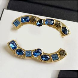 Pins Brooches Women Men Designer Brooch Pins Brand Letter Gold Plated Sier Copper Inlay Crystal Jewellery Pearl Pin Marry Christmas G Dhpkf