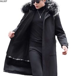 Spring Mens Genuine Leather Clothing Fashion Trend Rabbit Fur Long Coat