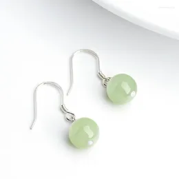 Dangle Earrings Burmese Jade Beaded Natural Gemstone Jewellery Certificate Vintage Charm Green Women Gifts Real Stone 925 Silver Fashion