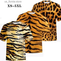 Men's T-Shirts New Fashion Mens And Womens T-shirt 3d Animal Lion Tiger Leopard Print Tiger Clothes Casual Short-slved Shirs Top Y240321