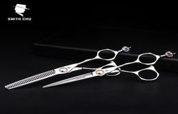 Smith Chu Crown High Quality XL156 6 Inch 440C Stainless Professional Salon Barbers Thinning Scissors Hairdress Scissors Sets6604668