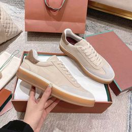 2024 Spring New LP Little White Couple Casual Sports Board Genuine Colour Block Flat Bottom Thick Sole Leather Shoes