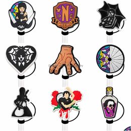 Drinking Sts 27Colors Halloween Wearing Black Sile St Toppers Accessories Er Charms Reusable Splash Proof Dust Plug Decorative 8Mm/10M Otrkq