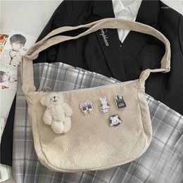 Bag MBTI Vintage Corduroy Womens Shoulder Autumn And Winter Student Hobos Messenger Japanese Style Harajuku Ladies Handbag