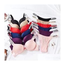 Bras Sets Lingerie Y Erotic Porn Rhinestone Underwear Set Pink Comfort Push Up Bra Panty 2 Piece Luxury For Women Bikini Thong Drop De Ot6Kv