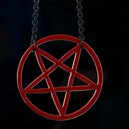 Pendant Necklaces Fashion Inverted Black and Red Pentagram Satanic Symbol Necklace Unisex Amulet Jewelry