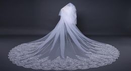 Rhinestone Wedding Veils Long Cathedral ivory with blusher luxury bridal veils designer cheap custom made beautiful veil7099140