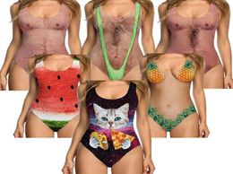 Women039s Swimwear 2022 Funny Joke Chest Printed Women Swimsuit Bathingsuit Beachwear Sexy7821935