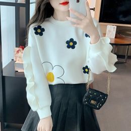 Round Neck Pullovers Tops Sweatshirts for Women with Orint on Female Clothes Kpop Designer Matching Dropshiping Korean Fashion M 240301