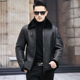 New Authentic Leather and Wool Integrated Mens Genuine Sheepskin Hair Thickened Winter Warm Polo Collar Casual Soft Fur Coat