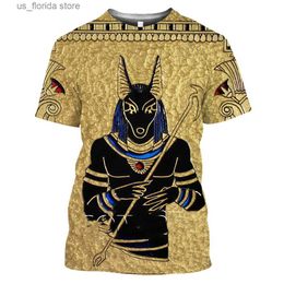 Men's T-Shirts Egypt Civilization Printed T-shirt Men Summer O-Neck Sweatshirt Male Casual Short Slve Ts Breathable Fashion Clothing Tops Y240315