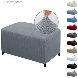 Chair Covers Jacauard Elastic Ottoman Cover Stretch Rectangle Footstool Covers All-inclusive Footrest Covers Foot Stool Case for Living Room L240315