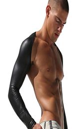 Male Erotic Latex Tops Arm Harness Belt Leather Fetish Men Body Cage Arm Harness Strap Rave Gay Costumes for BDSM Bondage Sex9341915