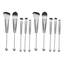 Makeup Brushes 2 Sets Metal Handle Brush Small Eyeshadow Blush Highlighters Pens For Beaded