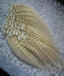 BlondeBrazilian Kinky Straight Clip In Human Hair Extensions Virgin Hair Coarse Yak 9 PiecesSet 100g8249839