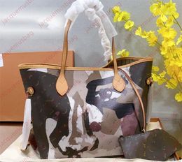 Women nf tote bag designer never shopping handbag 2-pc scrawl underarm totes full Luxury Shoulder crossbody Armpit Mami bags lady PU Clutch wallet Hobo purses dhgate