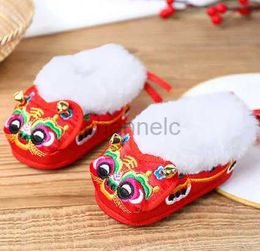 First Walkers 0-2y Baby First Pedestrian Autumn Winter Tiger Head Shoes For Children Newborn Chinese Style Embroidered Soft Warm Shoes 240315