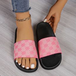 Slippers Stone patterned one line thick sole slippers for women wearing open toed beach sandals slip pers J240315