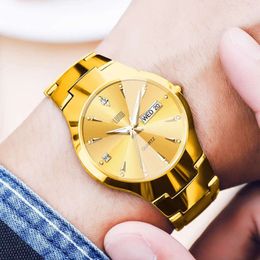 Cheap New Fully Automatic Mechanical Waterproof Tungsten Steel Gold Does Not Fade High End Business Style Men's Watch