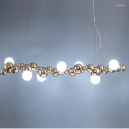Pendant Lamps Nordic Restaurant Chandelier Light Luxury Art Living Room Creative Personality Long Dining Table Bar Fixture
