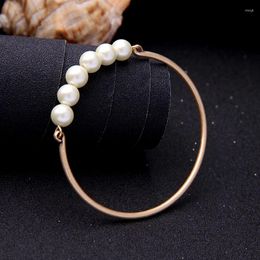 Bangle Imitation Pearl Round Circle Bracelet For Women Fashion Jewellery Concise Initial Accessory 2024 Vew Wholesale