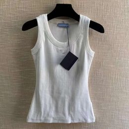 2024 Designer Womens T Shirts Summer Women Tops Tees Crop Top Embroidery Sexy Off Shoulder Tan Top Casual Sleeveless Top Shirts Solid Colour Vest White And 397