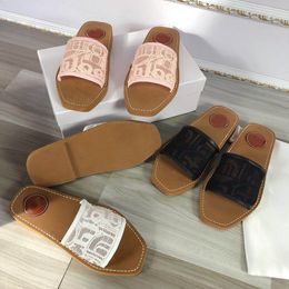 2024 Frauen Spitze Hausschuhe Designer Woody Slides Flache Mules Mode Offene spitze Strand Slipper Sandale Weiß Rosa Schwarz Slides Designer frauen Größe 35-42