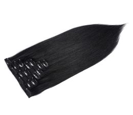 top quality 70gram lot silky straight clip in human hair extensions natural color clip on peruvian hair extentions 6986237