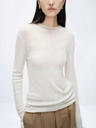 Women's Sweaters Thin Knit Sweater For Women 2024 Rolled Edge O-Neck Solid Colour All-match Slim Commuter Long Sleeve Pullover