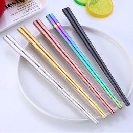 Glossy Plated Gold Chopsticks Stainless Steel 7 Colours Restaurant Hotel Antiskid Chopsticks Durable Kitchen Tableware Colourful TH1326TH1326