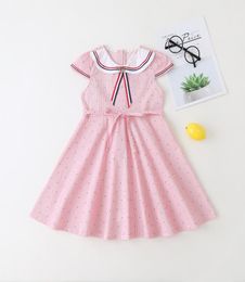 Girl039s Dresses designers clothes kids Casual and lovely white baby collar short sleeve cotton dress with red cherry print str9384589