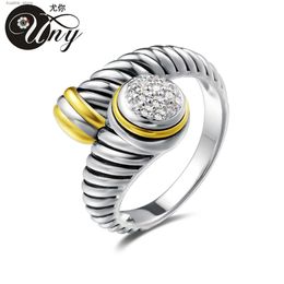 Cluster Rings UNY JEWEL Jewellery Twisted Cable Wire Ring with Pave CZ Unique Design with Sparkling Stones Perfect for Womens Fashion L240315