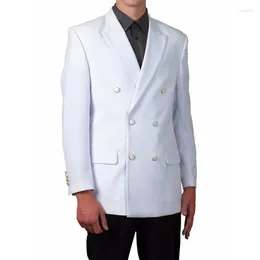 Men's Suits Design White With Black Pants Men Suit Double Breasted Jacket 2 Piece Tuxedo Groom Blazer Prom Mens Terno Masculino