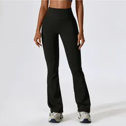 Active Pants Women Yoga Hip Lift Solid Color Flared Wide Leg Stretch Fitness Wear Slim Fit Gym Leggings Trousers Female