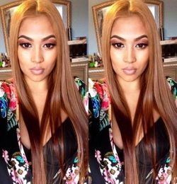 Pre Coloured 30 Peruvian Human Hair Wig Natural Straight Lace Front Wigs with Baby Hair 130 Density1194130