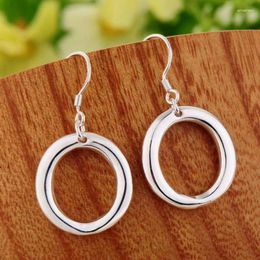 Dangle Earrings Street All-match 925 Stamp Silver Color Fine Circle For Women Fashion Noble Jewelry Party Wedding Accessories Gifts