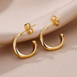 Stud Earrings C Shaped For Women Stainless Steel 2024 Trending Ear Cuff Clip Boho Wedding Aesthetic Jewelry Aretes