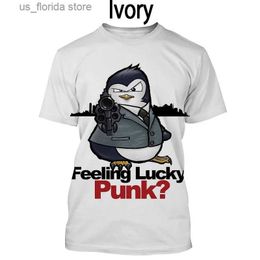 Men's T-Shirts Mens T-shirt New Fashion Crazy Animal Penguin Ts Summer Unisex Harajuku Style Strt Tops 3D Anime Print Oversized Clothing Y240321