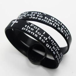 50pcs Jeremiah 2911 Lords Prayer Men Fashion Cross Silicone bracelets Wristbands whole Religious Jesus Jewelry Lots2584