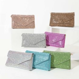 Shoulder Bags Water Diamond Designer Handbags Tote Inlaid Sparkling Envelope Dinner Bag Chain Party Club Evening Dress 240311