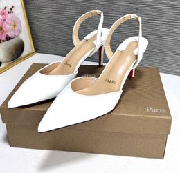 Luxury shallow mouthed pointed sandal designer shallow mouthed solid color back loop strap for daily versatile fashion women's comfortable single shoelace box
