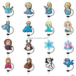 Drinking Sts Childhood Movie Film Princess Sile St Toppers Accessories Er Charms Reusable Splash Proof Dust Plug Decorative 8Mm/10Mm D Otnro