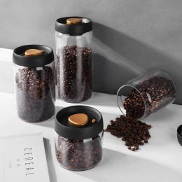 Jars Vacuum Coffee Beans Storage Bottles Creative Sealed Glass Tank Food Grains Container Transparent Tea Candy