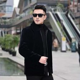 New Casual and Fashionable Versatile Zipper Lapel Faux Mink Fur Jacket Mens Coat