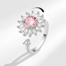 Colourful Flower Shaped AAA Zircon Diamond Ring Korean Edition Jewellery