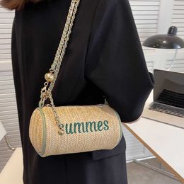 Beach Bags Niche Woven Small Bag for Women in Trendy Summer Texture Grass with Chain Crossbody Bag Versatile