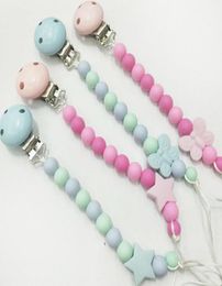 Silicone Star butterfly Pacifier holder clips Baby Teether Hand made Funny silicone Bead Clip Holder Pacifier Clips Soother Chain4510724