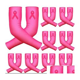 Elbow Knee Pads Wholesale Sports Customised Psirs Digital Solid Pink Ribbon Cancer Breast Safety Elbows Compress Arm Sleeves Kids Dhxff